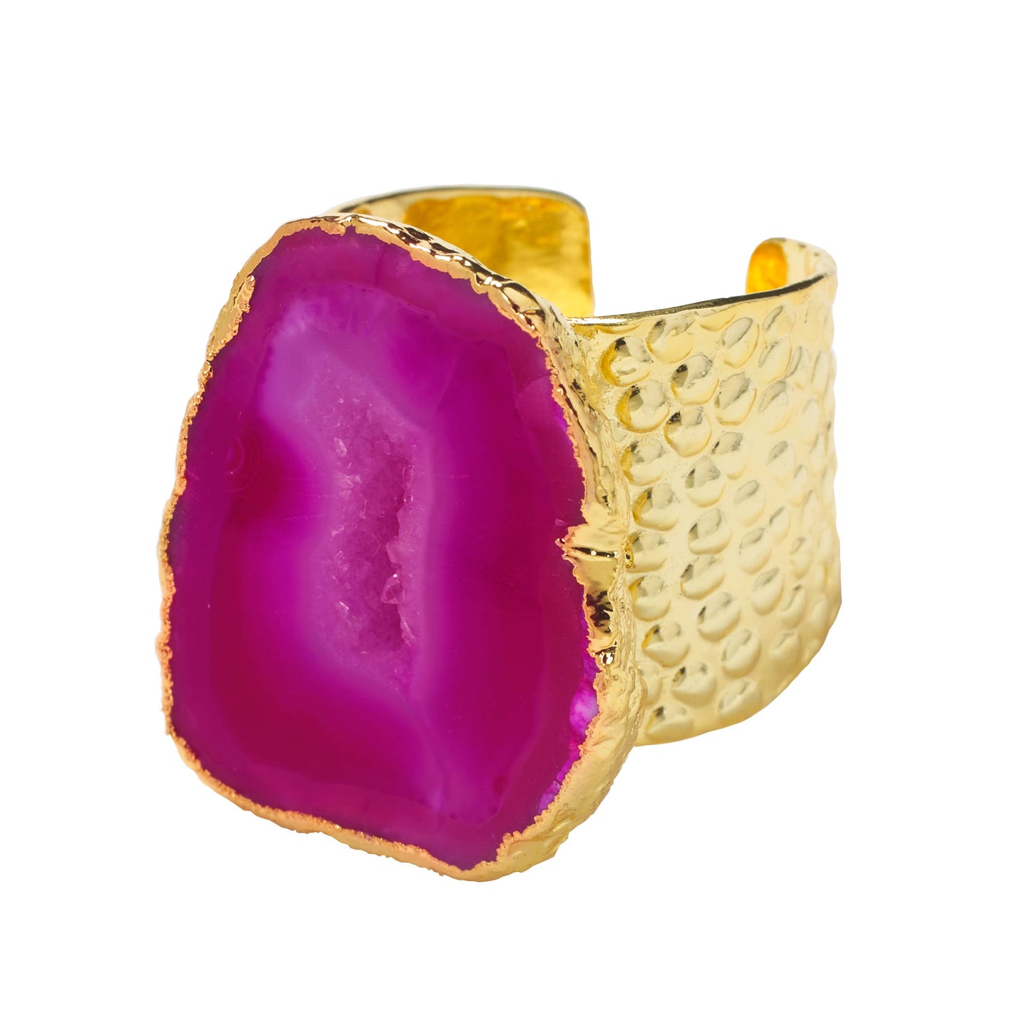 Magenta Pink 'MEGA' Semi Precious Stone Gold Statement Ring