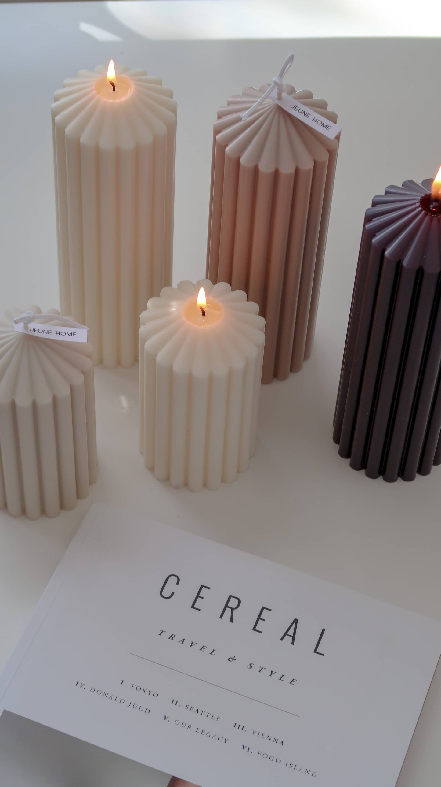 Tall ribbed thick soy scented candle | wedding decor |20x7cm