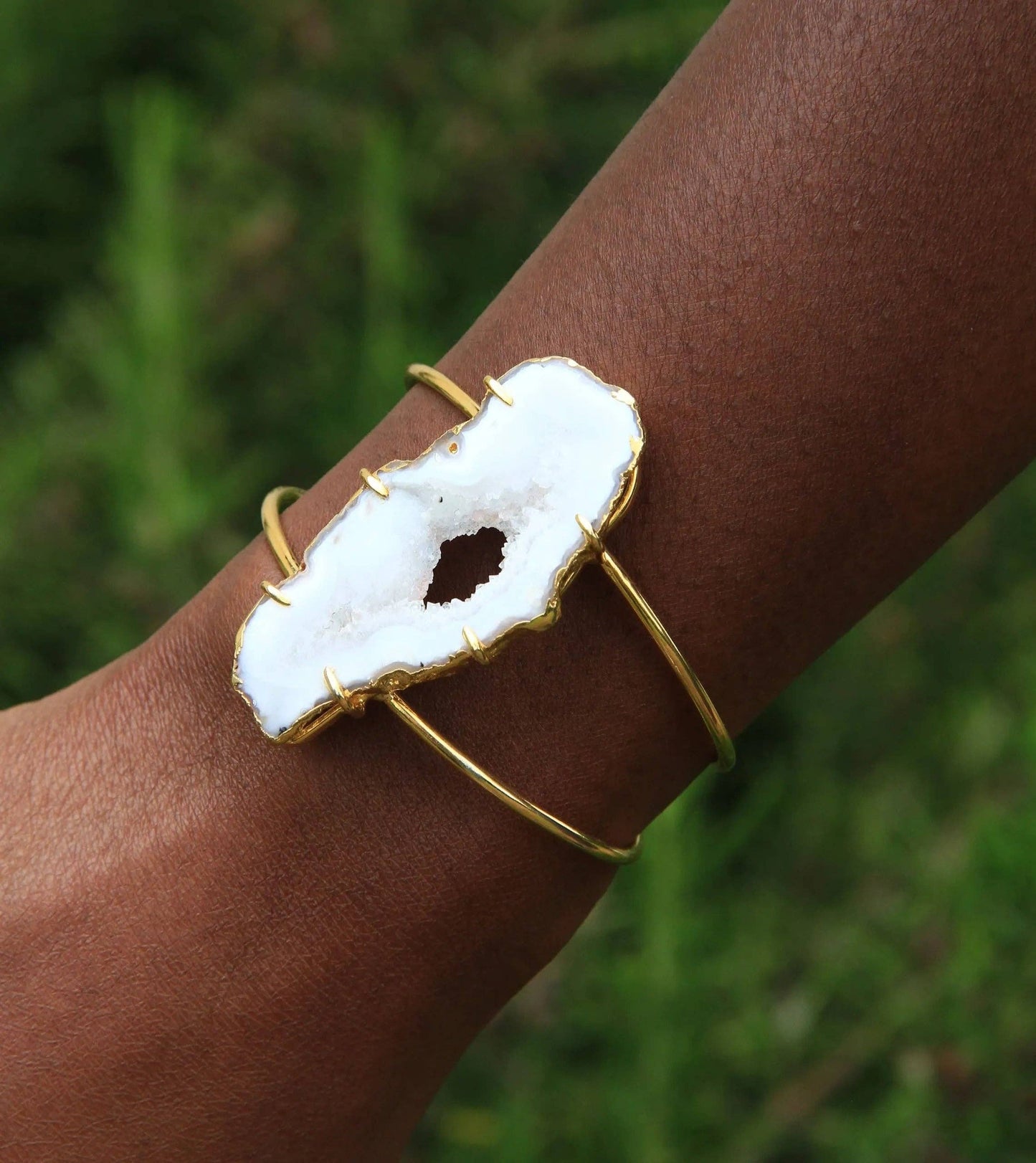 Natural White Gemstone Cuff Bracelet By YAA YAA LONDON