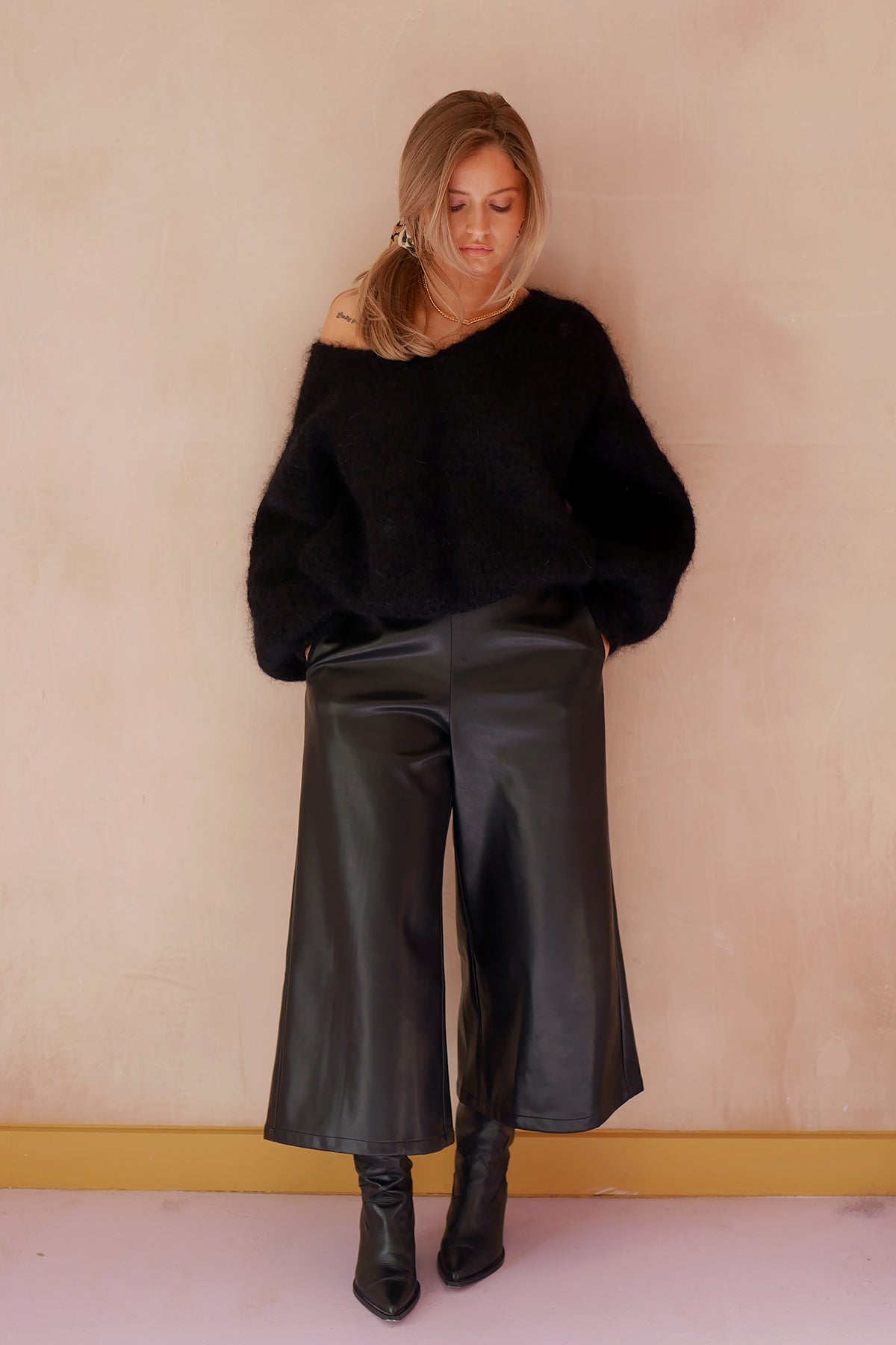 DARCY LEATHER TROUSER - BLACK