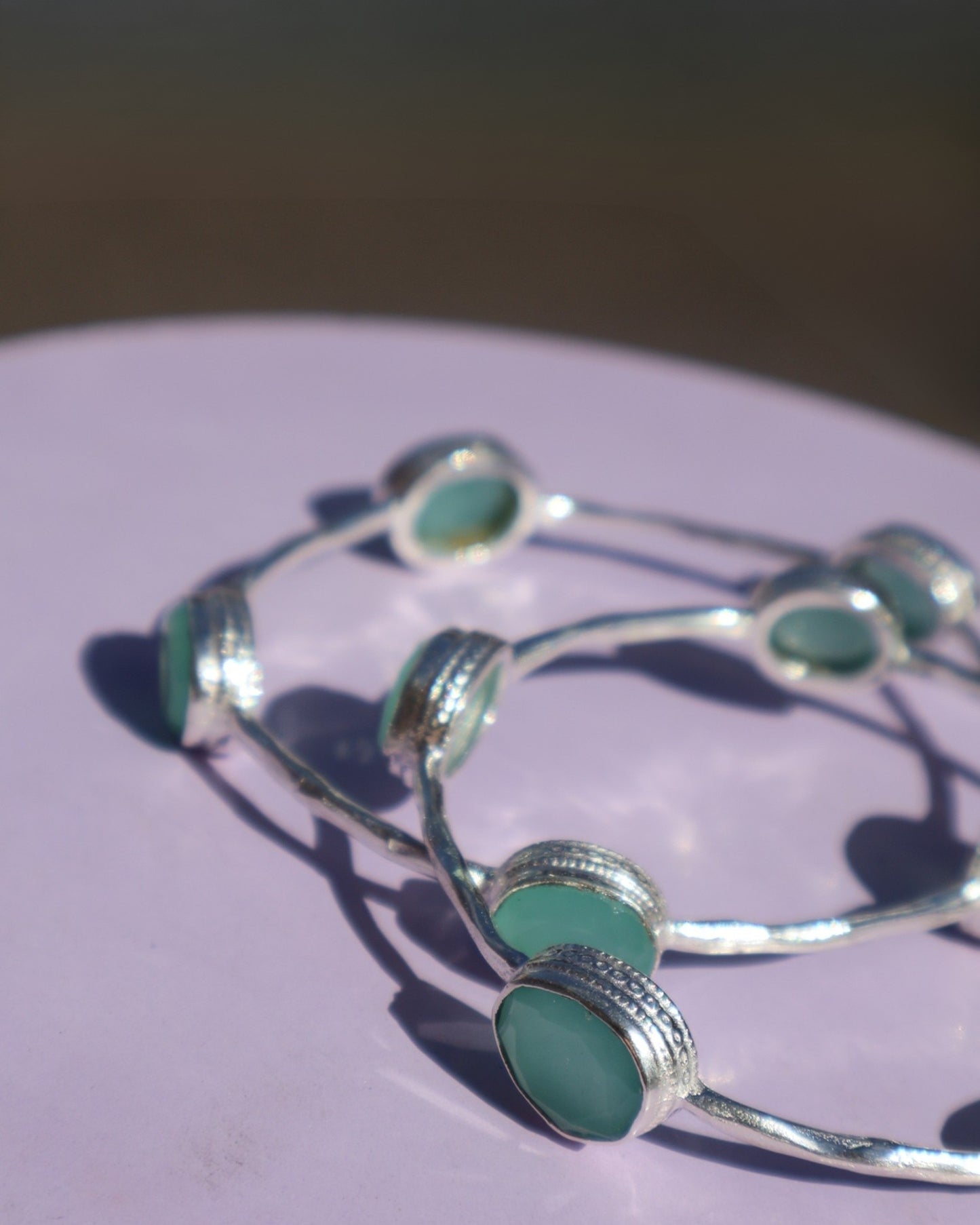 GEMSTONE BANGLES - SILVER