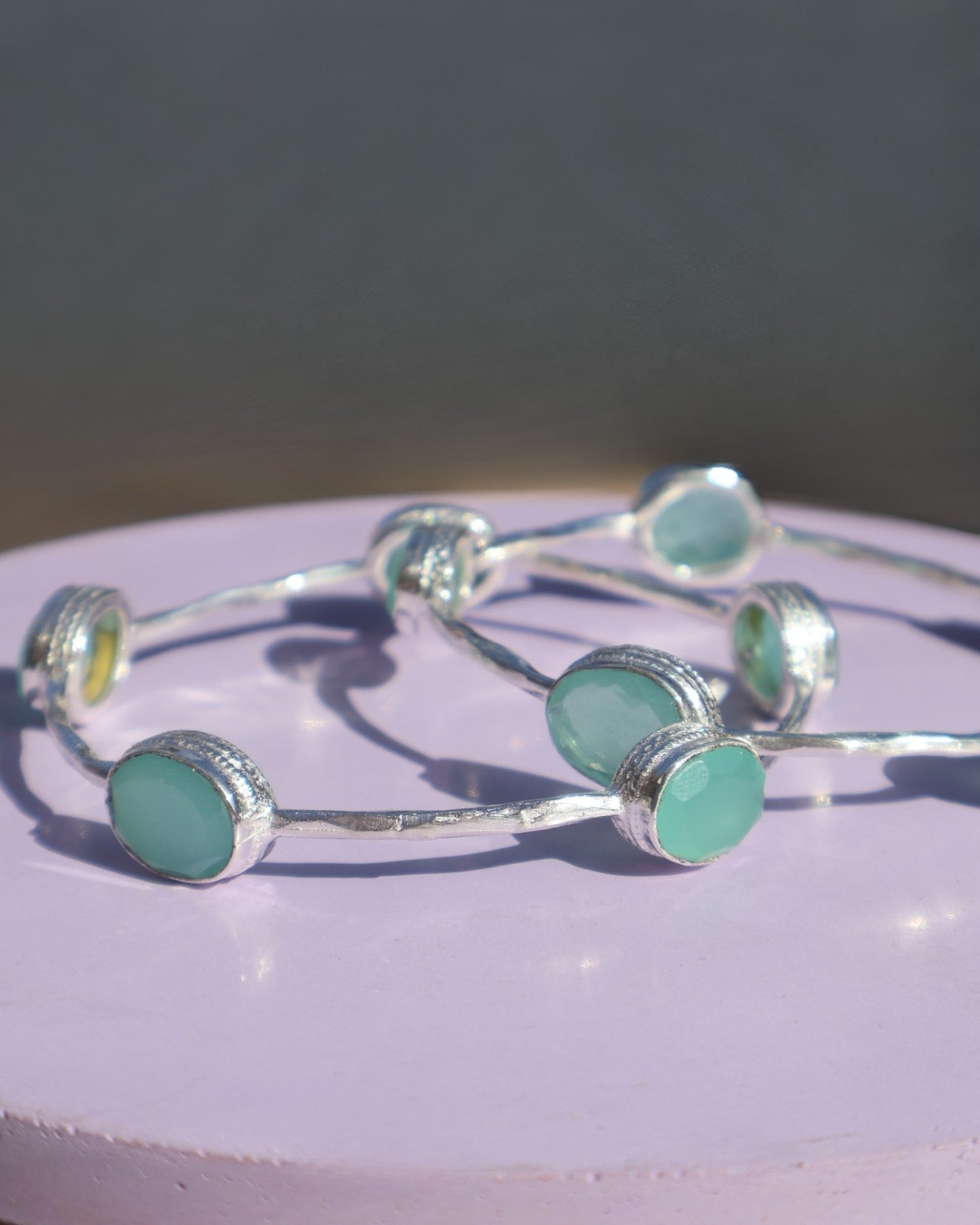 GEMSTONE BANGLES - SILVER