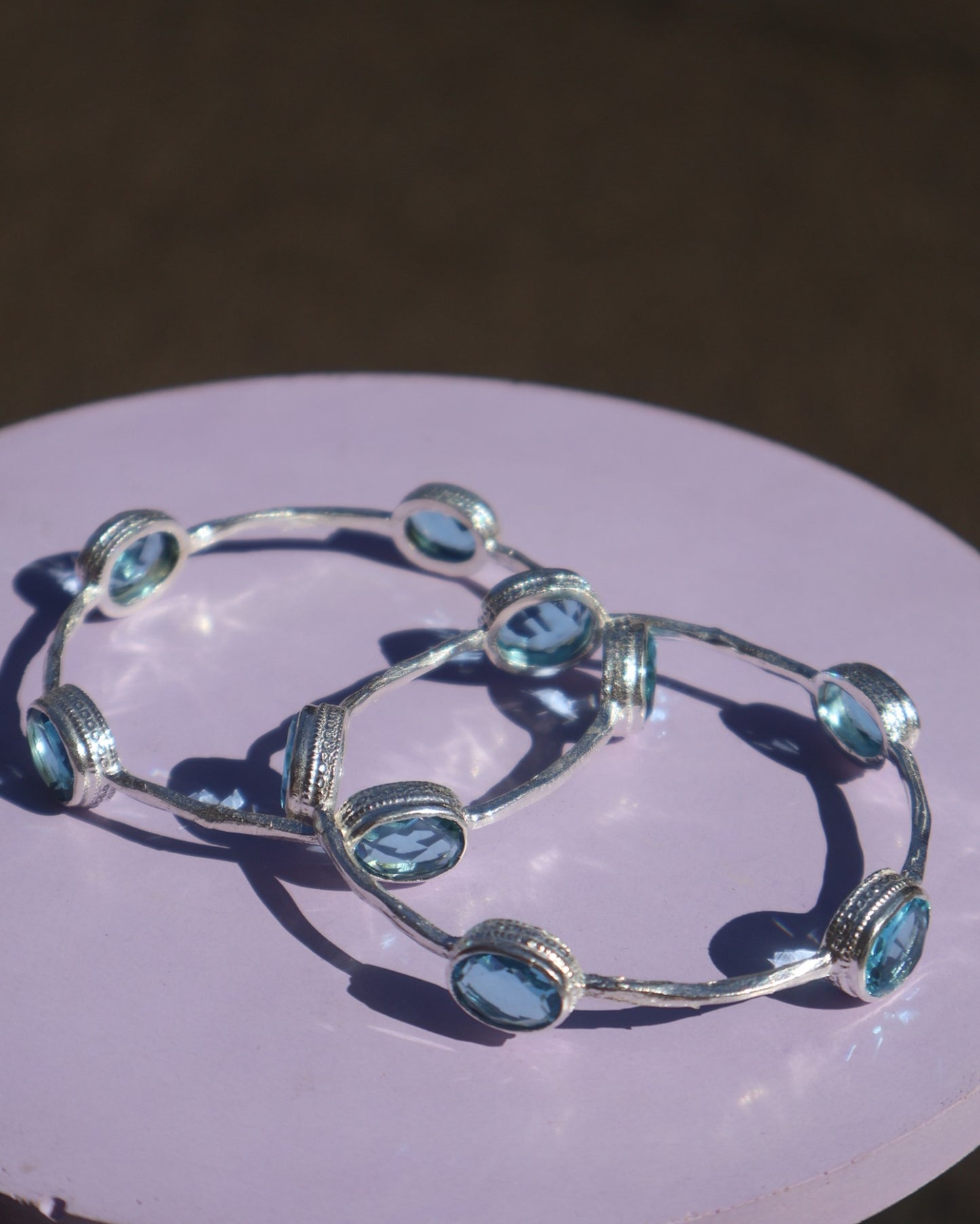 GEMSTONE BANGLES - SILVER