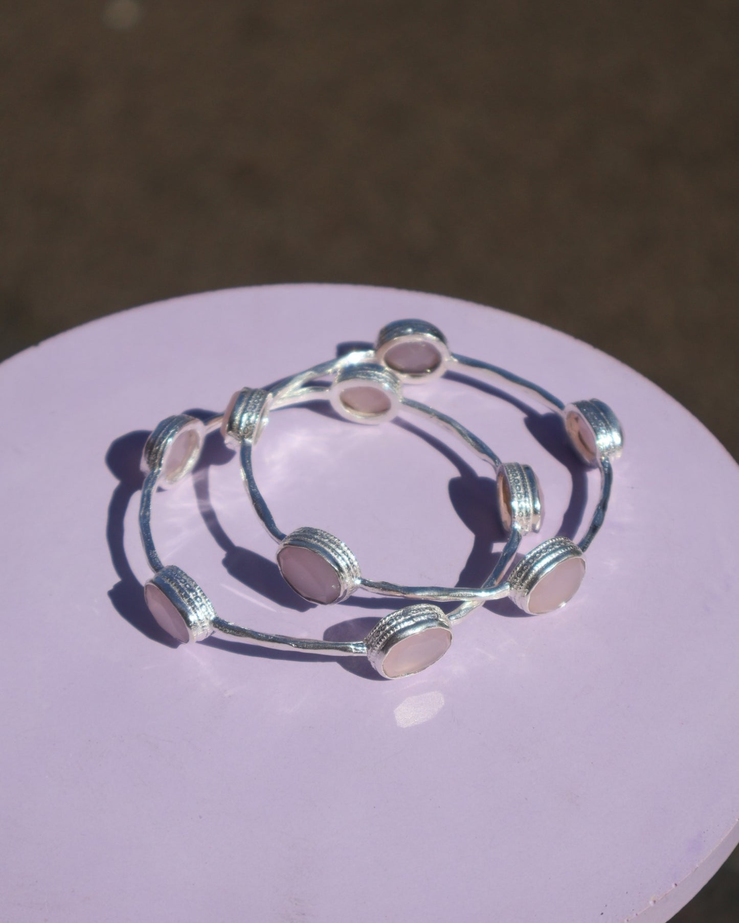 GEMSTONE BANGLES - SILVER
