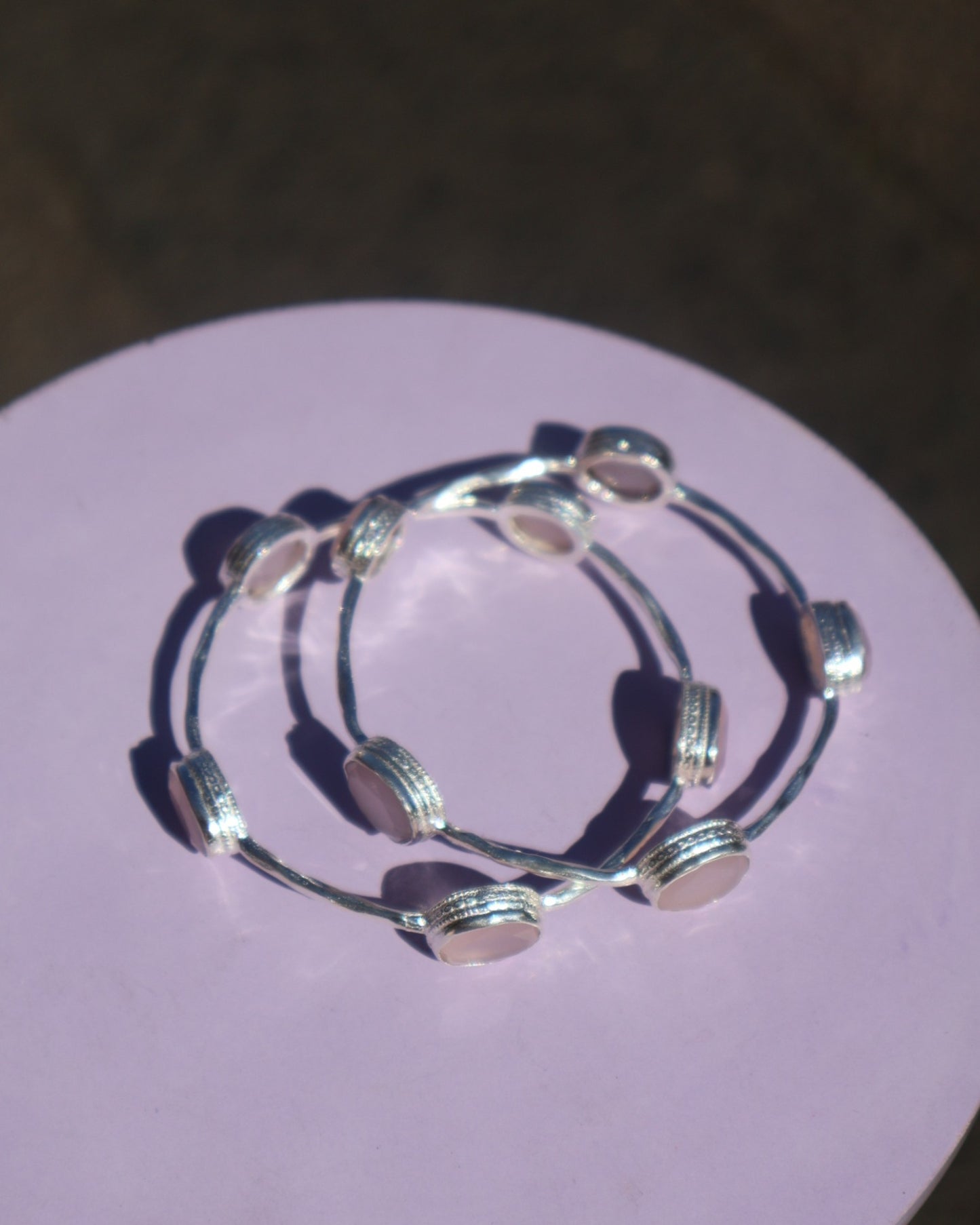 GEMSTONE BANGLES - SILVER