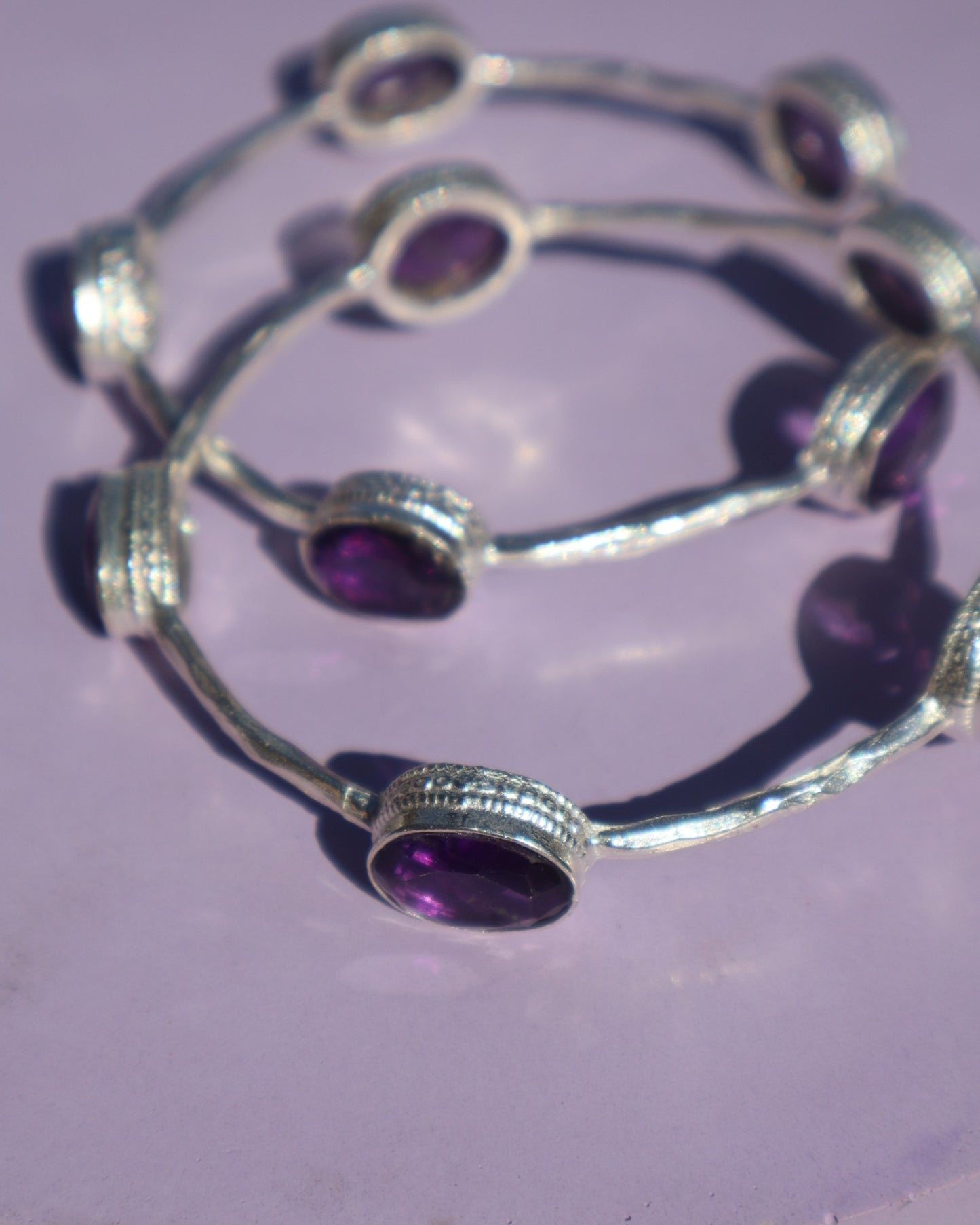 GEMSTONE BANGLES - SILVER