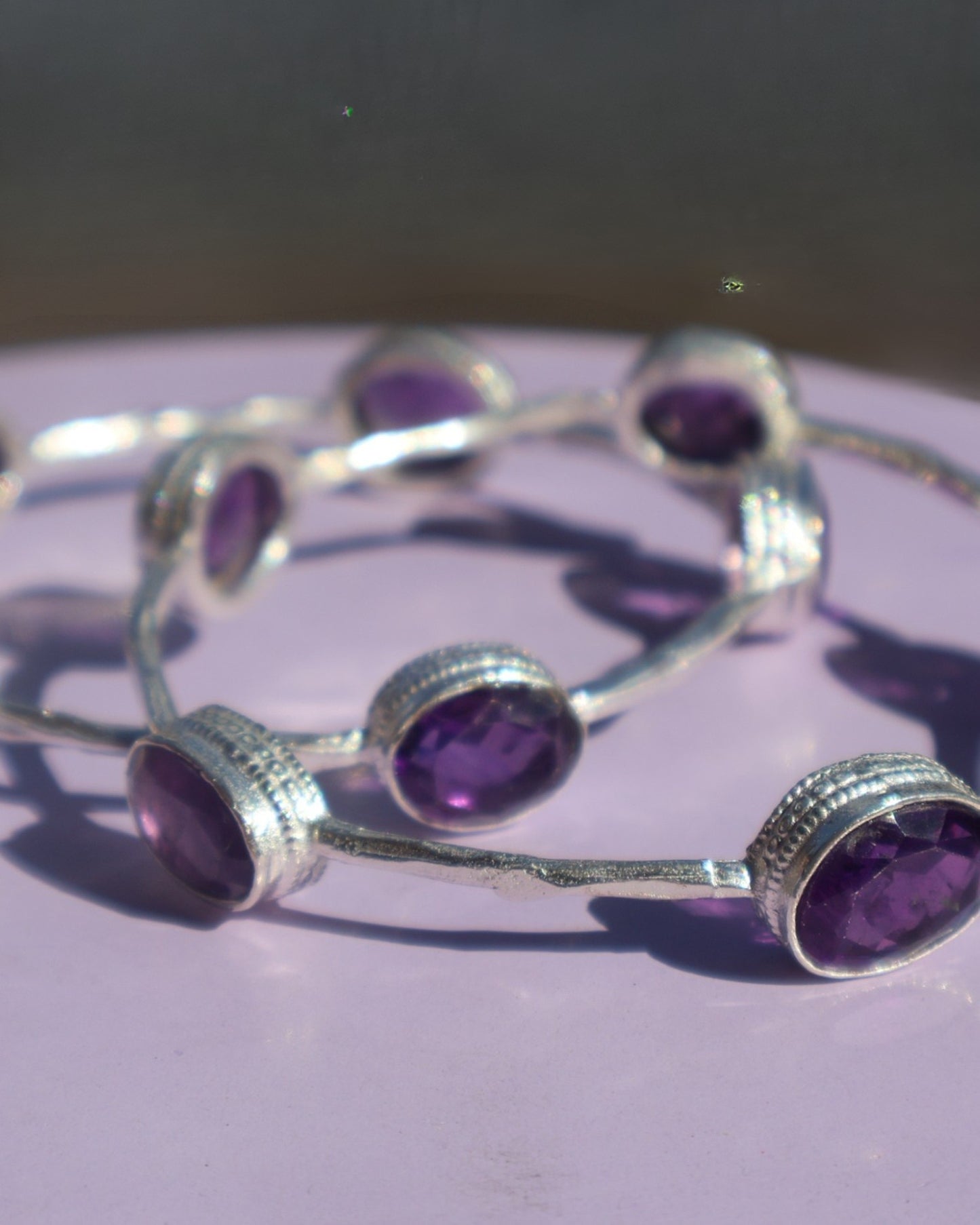 GEMSTONE BANGLES - SILVER