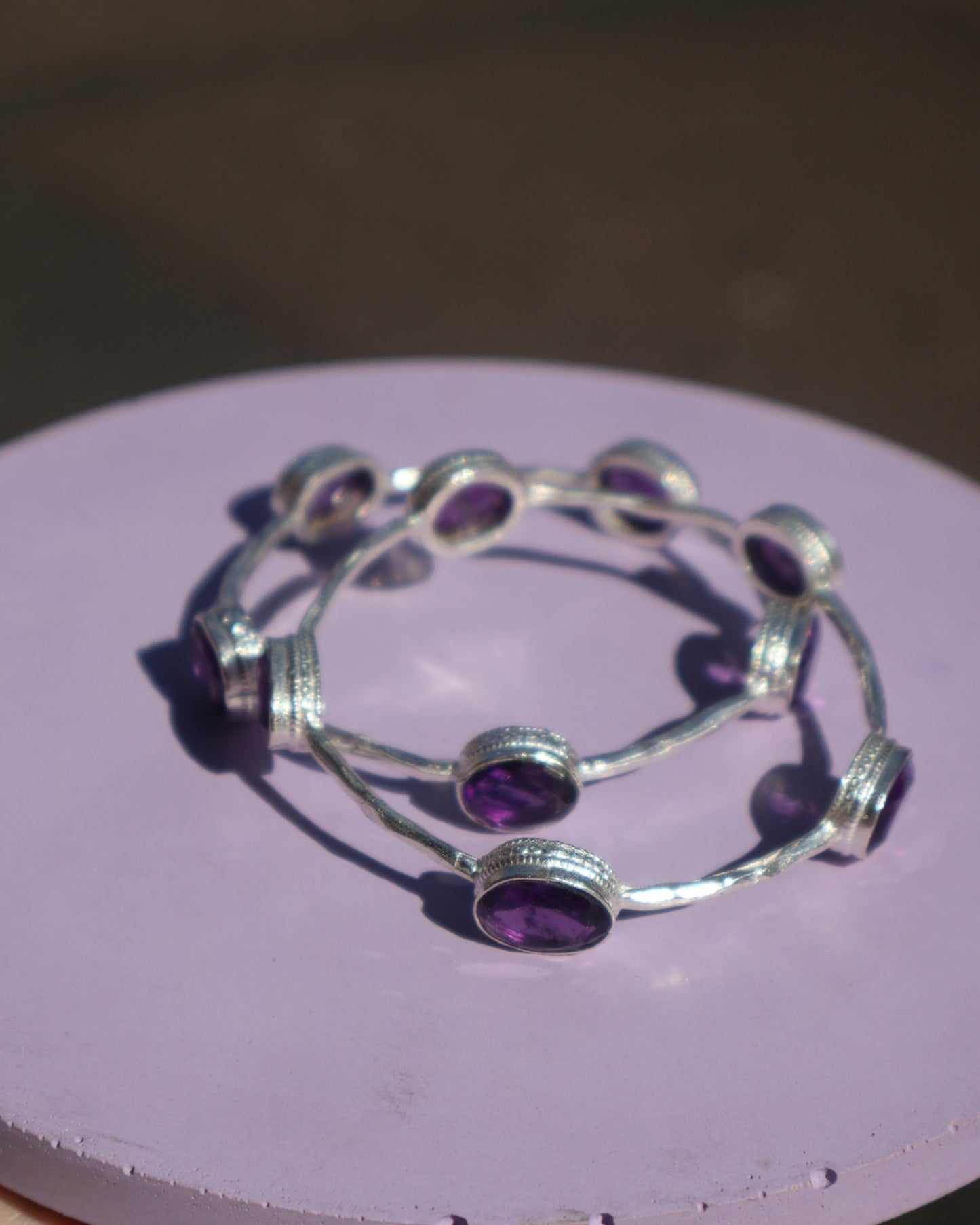 GEMSTONE BANGLES - SILVER