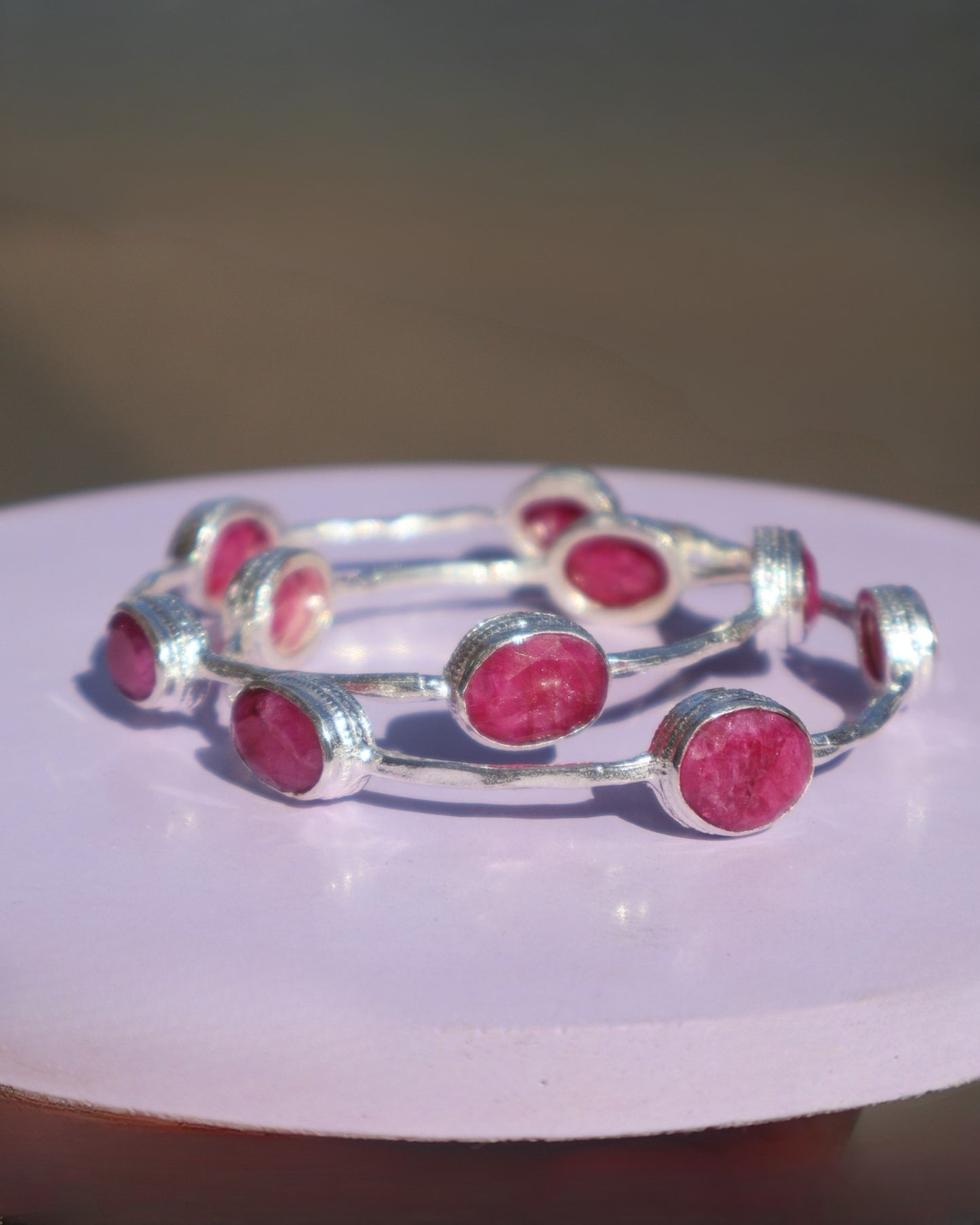 GEMSTONE BANGLES - SILVER