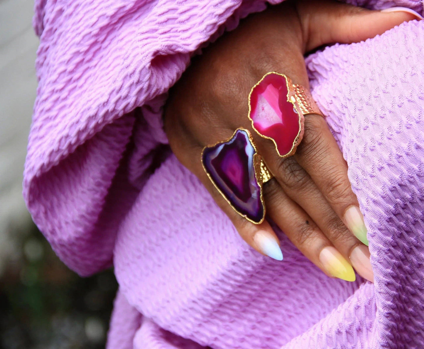 ULTRA MEGA Fuchsia Gemstone Gold Statement Ring By YAA YAA LONDON