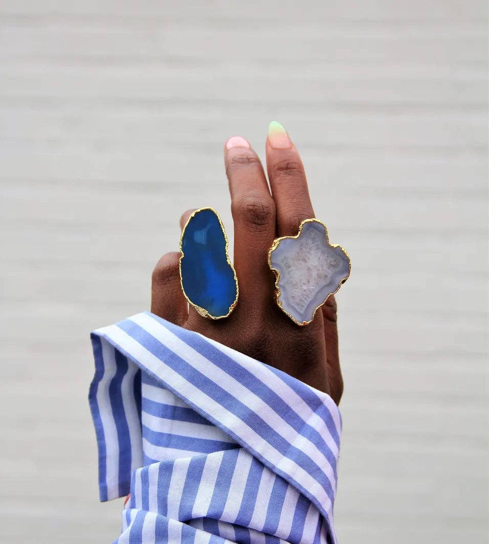 'ULTRA MEGA' Natural White Gemstone Gold Statement Ring By YAA YAA LONDON