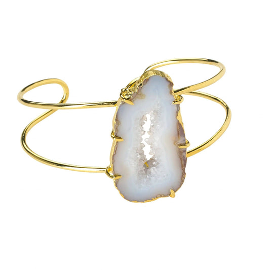 Natural White Gemstone Cuff Bracelet By YAA YAA LONDON