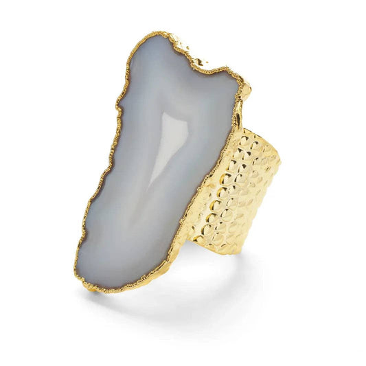 'ULTRA MEGA' Natural White Gemstone Gold Statement Ring By YAA YAA LONDON
