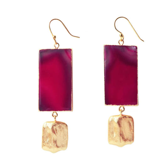 Fuchsia Pink Agate Statement Earrings By YAA YAA LONDON