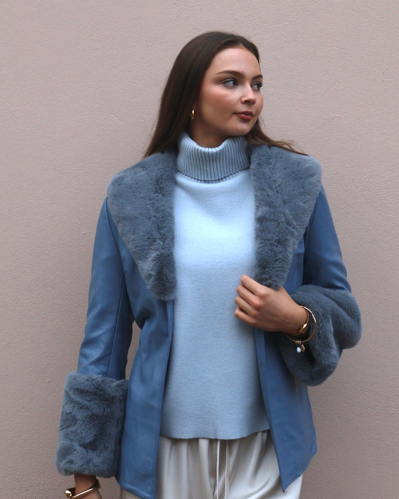 RUBY CROPPED TRENCH- ICE BLUE