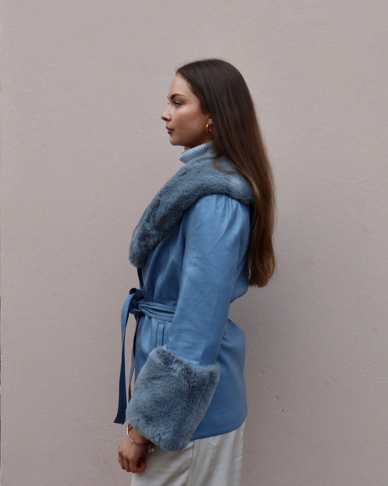 RUBY CROPPED TRENCH- ICE BLUE