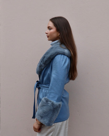 RUBY CROPPED TRENCH- ICE BLUE