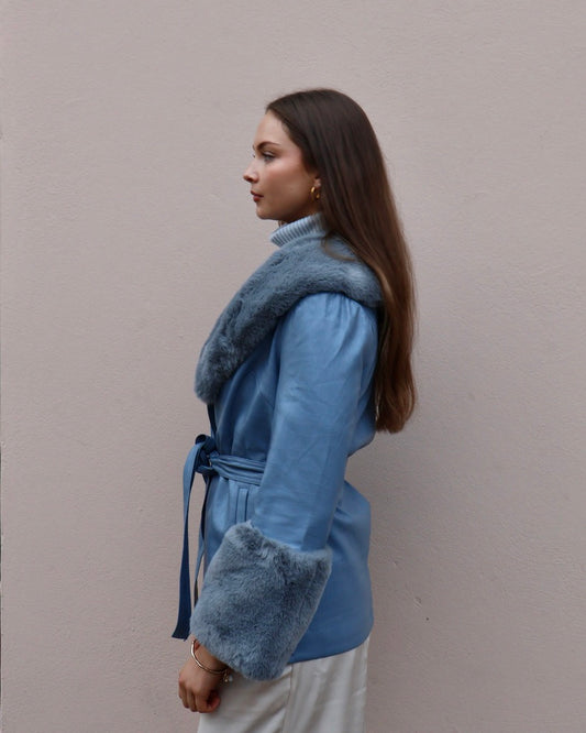 RUBY CROPPED TRENCH- ICE BLUE