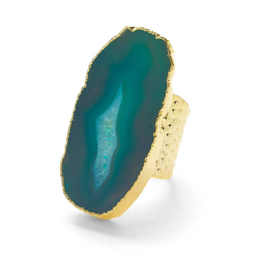 'ULTRA MEGA' Green Gemstone Gold Statement Ring By YAA YAA LONDON