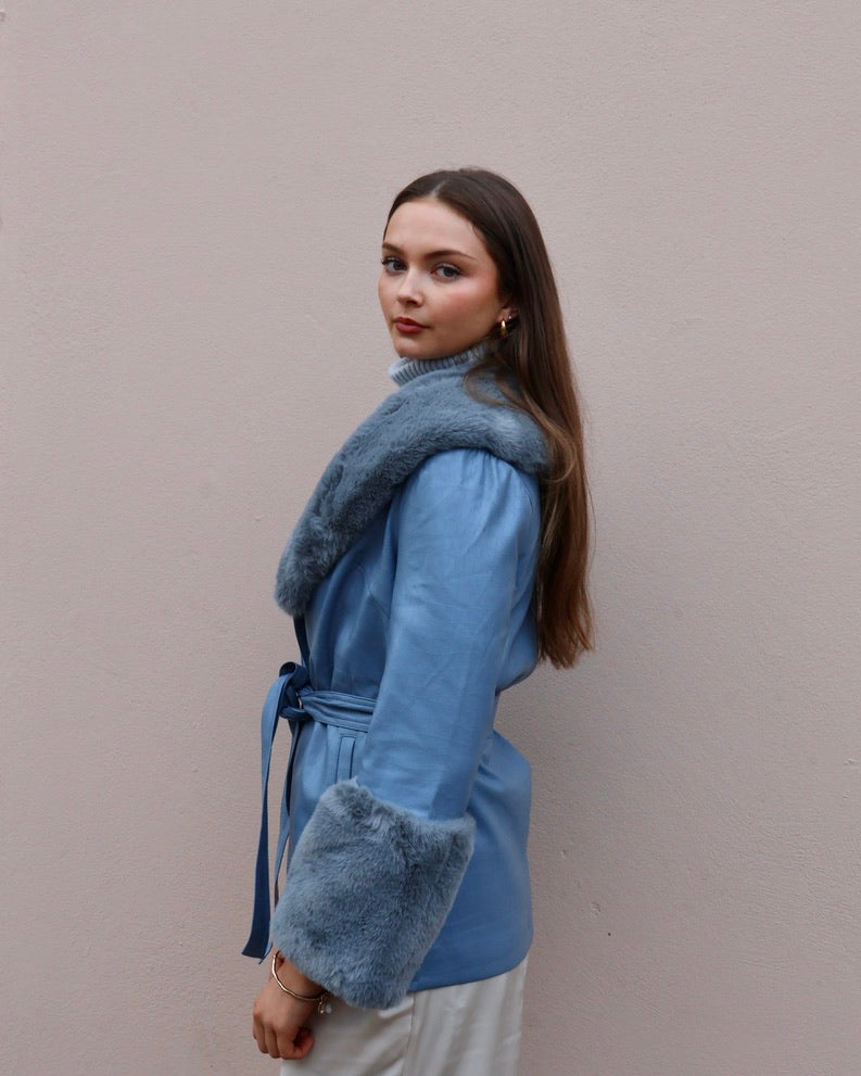 RUBY CROPPED TRENCH- ICE BLUE