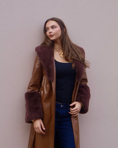 RUBY LONG TRENCH - BROWN