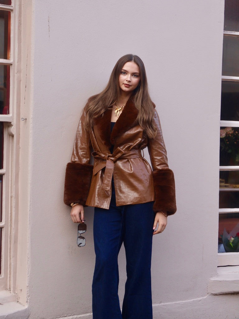 RUBY CROPPED TRENCH- BROWN