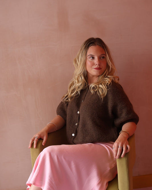 CHLOE CARDIGAN - CHOCOLATE