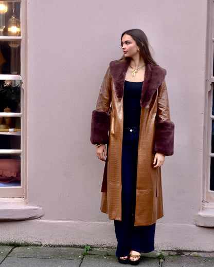RUBY LONG TRENCH - BROWN