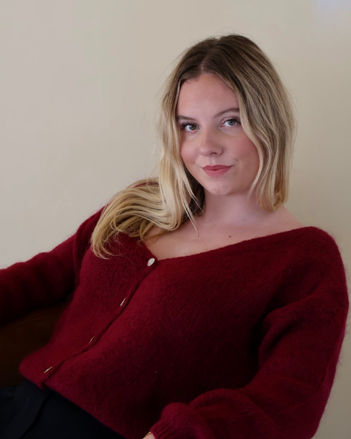 Ottilie Cardigan Wine Red