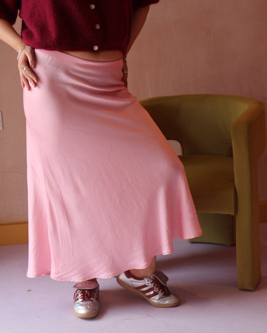 SALLY BIAS SKIRT - BABY PINK
