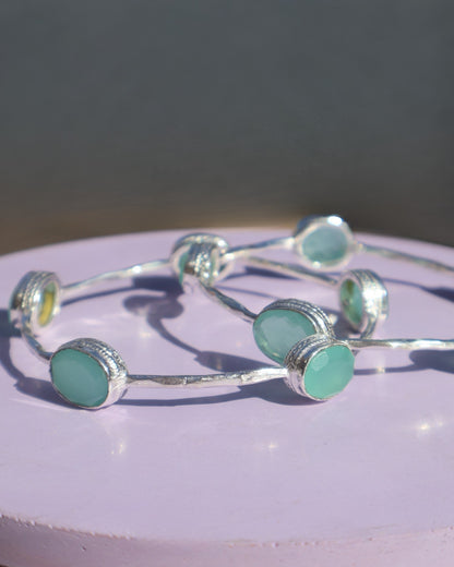GEMSTONE BANGLES - SILVER