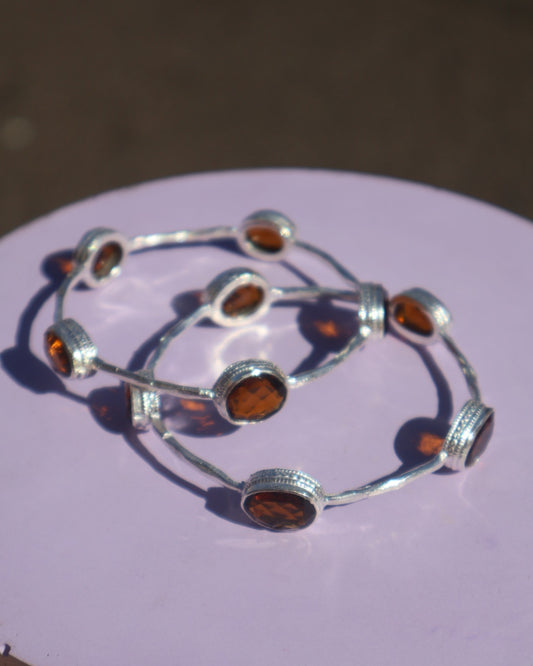 GEMSTONE BANGLES - SILVER
