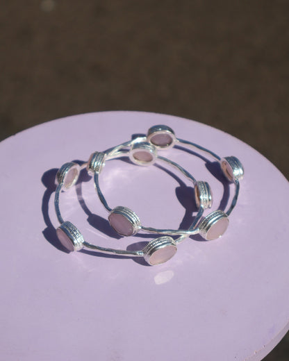 GEMSTONE BANGLES - SILVER