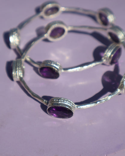 GEMSTONE BANGLES - SILVER