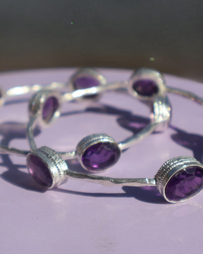 GEMSTONE BANGLES - SILVER