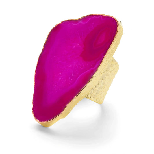 ULTRA MEGA Fuchsia Gemstone Gold Statement Ring By YAA YAA LONDON